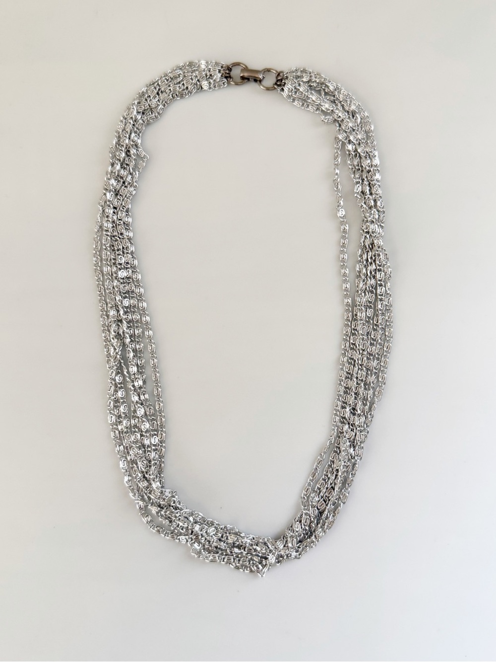 Vintage Sarah Coventry Silver Cascade Multi Layered Silver Tone Chain Necklace